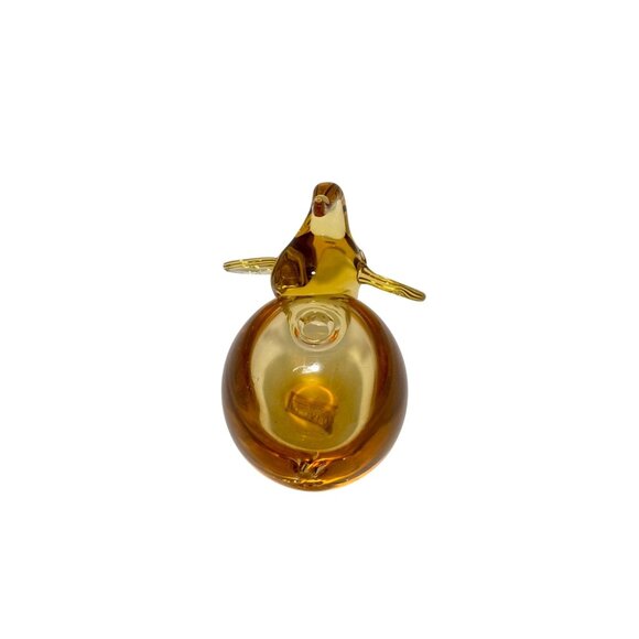 Glass Elephant Paperweight Bud Flower Vase Gold Brown Lucky Trunk UP 4" tall - Picture 7 of 8